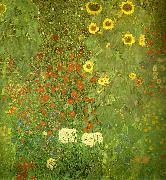 Gustav Klimt tradgard med solrosor oil painting